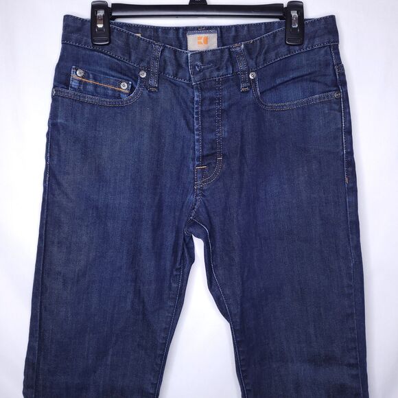 Hugo Boss Jeans Mens 31/32 Dark Wash Orange Regular Fit Button Fly - Picture 4 of 16